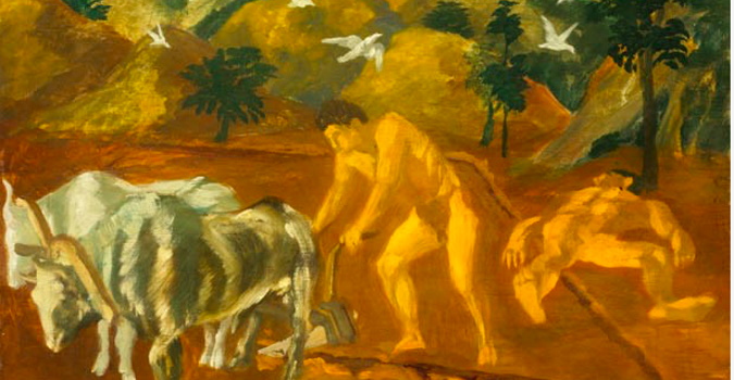 Corrado Cagli, Romolo e Remo, 1930 circa, olio su tavola, comodato Giuseppe Bertolami (particolare)
