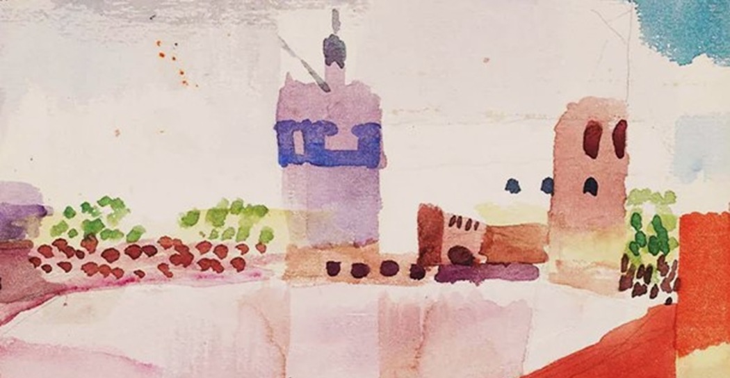 Niki Berlinguer, “Da Paul Klee. Hammamet e la sua moschea”, s.d., arazzo ricamato (© Il Cigno)