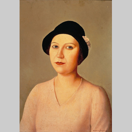 Antonio Donghi, Ritratto con cappellino, 1931, olio su tela, cm. 47 x 37