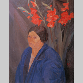 Roberto Melli, Gladioli rossi, 1937, olio su tela, cm. 80 x 63