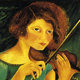 Autoritratto col violino, Antonietta Raphaël, 1928, olio su tavola, cm 52,3x53,5