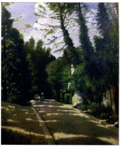 Francesco Trombadori, Il Viale di Villa Strohl-Fern, 1919 ca., olio su tela, Studio Trombadori, Villa Strohl-Fern,  Roma